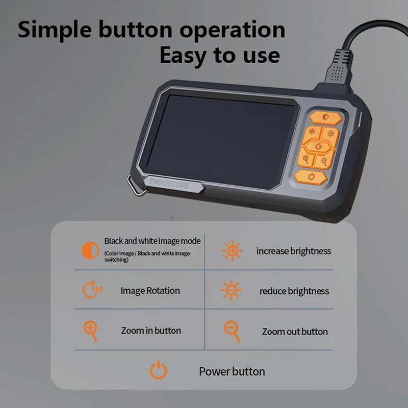 T30-AV 8mm Single Lens 1080P HD Industrial Endoscope Camera with 4.3-inch IPS Screen, 1m Hard Wire