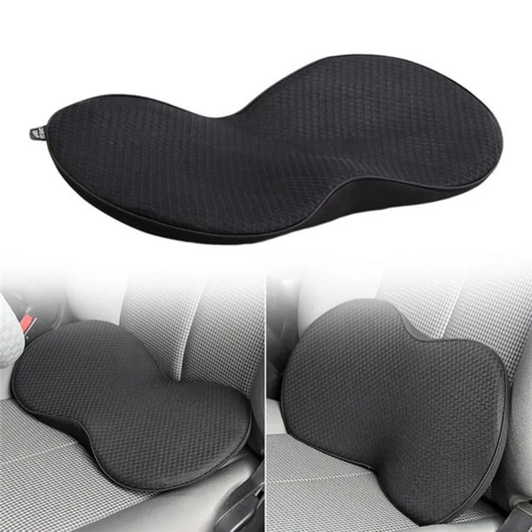 Almofada de Assento de Carro com Cinta para Quadril / Cintura, Tecido de Malha + Espuma de Memória Respirável, Alívio da Fadiga - Preto