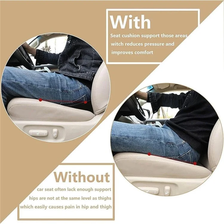 Almofada de Assento de Carro com Cinta para Quadril / Cintura, Tecido de Malha + Espuma de Memória Respirável, Alívio da Fadiga - Preto