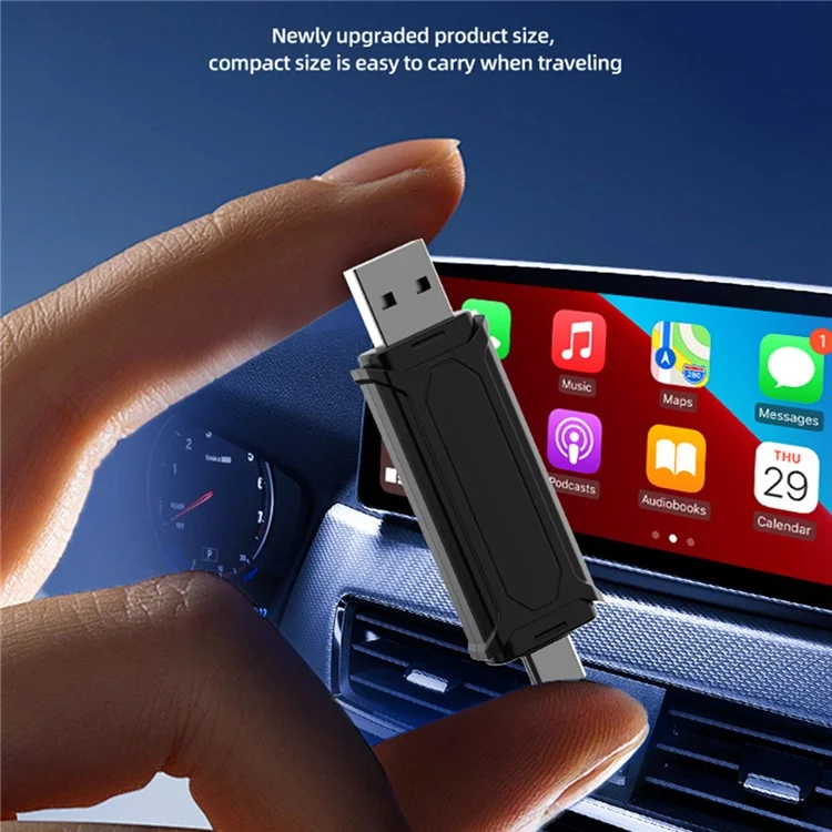 Mini SE Adaptador sem fio Carplay USB-A / Plug Tpye-C com fio para caixa inteligente de automóvel sem fio Carplay