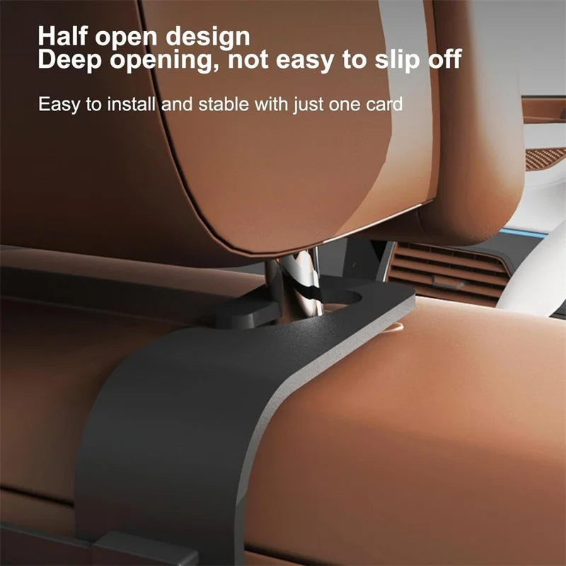 Car Seat Back Multi-Function Storage Organizer Leather+ABS Tissue Box Cup Holder with Hooks - Matte Black