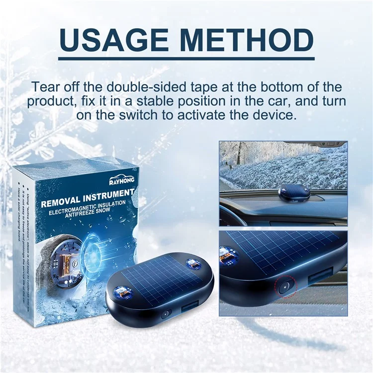 RAYHONG Car Windshield Window Anti Freeze Snow Removal Tool Quick Ice Melting Solar Defrosting Device