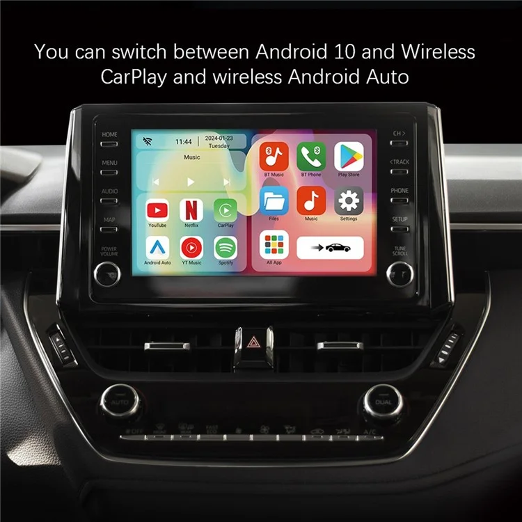 Boîte intelligente S1 Android 10 avec adaptateur Wireless Carplay / Android Auto intégré, Netflix Youtube, 2+16 Go