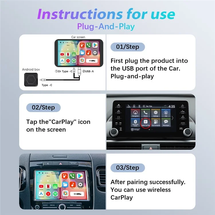 Boîte intelligente S1 Android 10 avec adaptateur Wireless Carplay / Android Auto intégré, Netflix Youtube, 2+16 Go