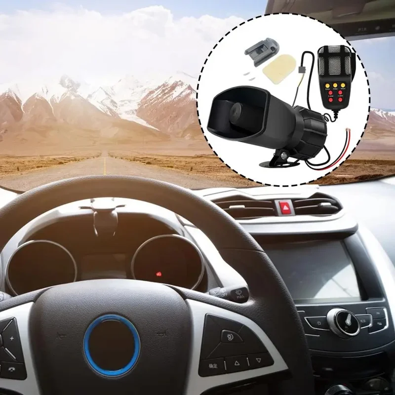 Car Horn Square Mouth 7 Tone 12V 100W Warning Loudspeaker Car Alarm Speaker
