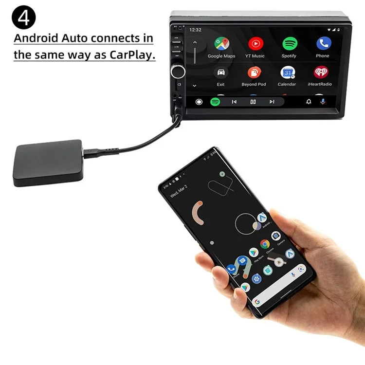 Caja de vídeo inalámbrica para coche con adaptador de CarPlay/Android Auto