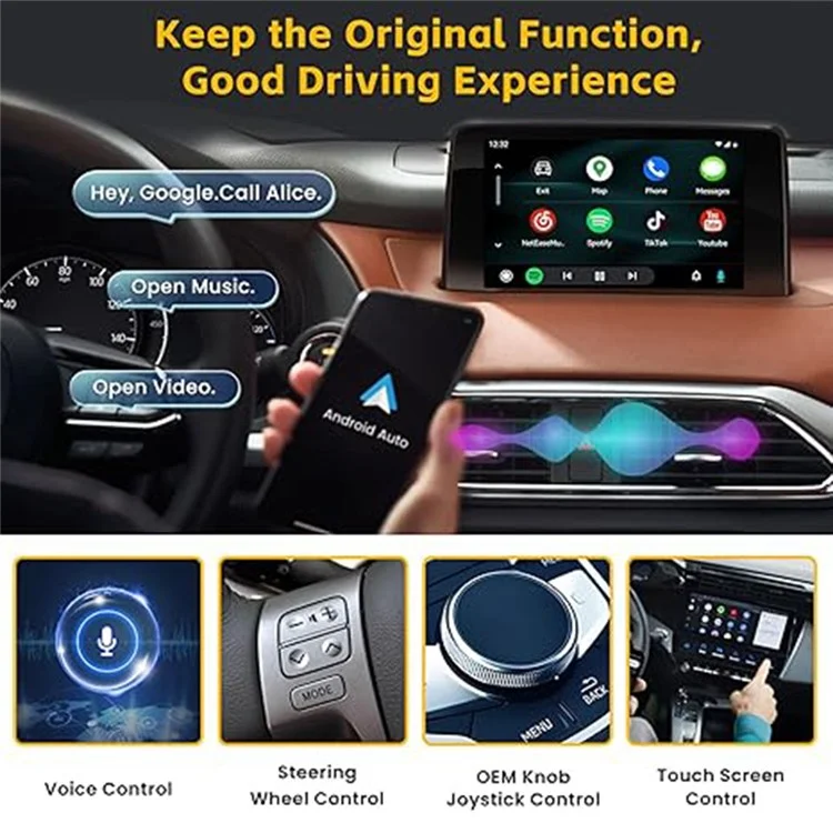 Caja de vídeo inalámbrica para coche con adaptador de CarPlay/Android Auto