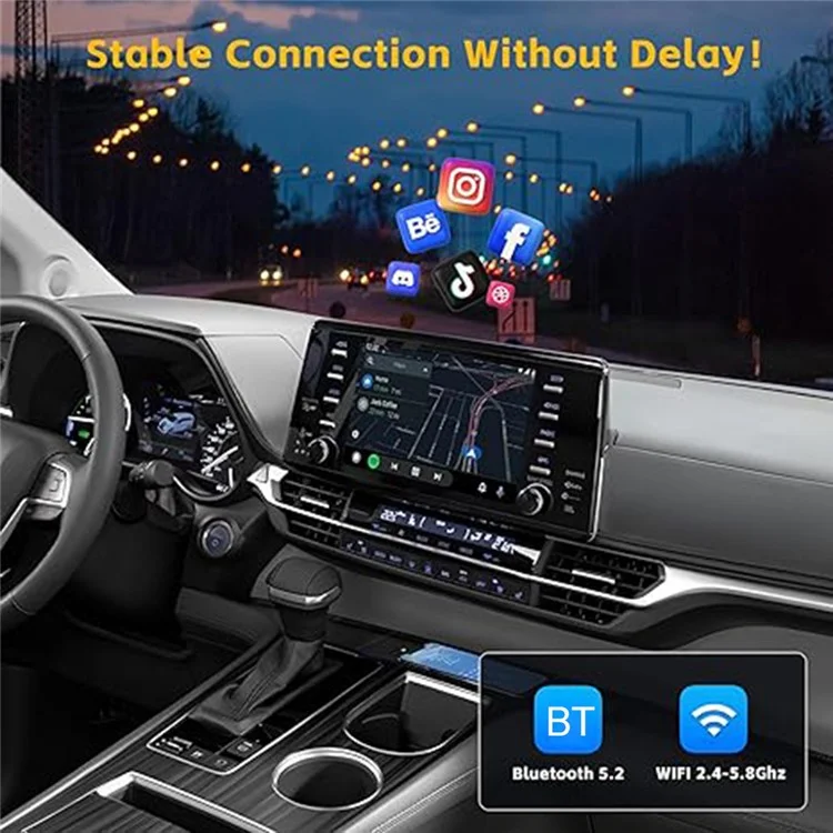 Caja de vídeo inalámbrica para coche con adaptador de CarPlay/Android Auto