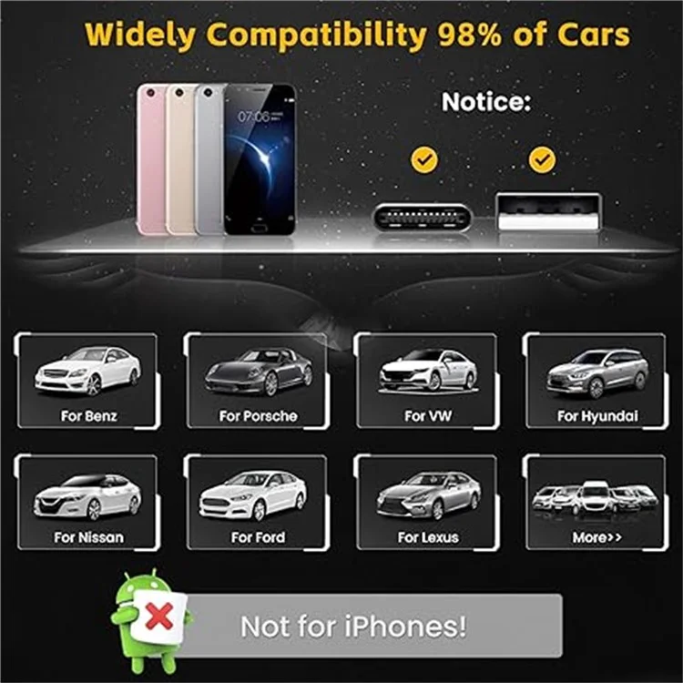 Caja de vídeo inalámbrica para coche con adaptador de CarPlay/Android Auto