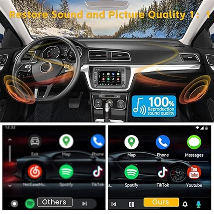 Caja de vídeo inalámbrica para coche con adaptador de CarPlay/Android Auto