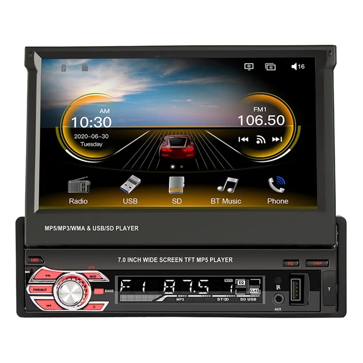 9601C 7-inch Wired Carplay HD Large Screen Car MP5 Player Multifunction Rear View Image Navigation Player