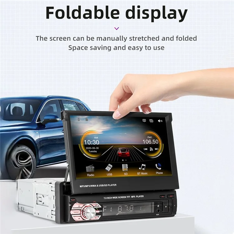 9601C 7-inch Wired Carplay HD Large Screen Car MP5 Player Multifunction Rear View Image Navigation Player