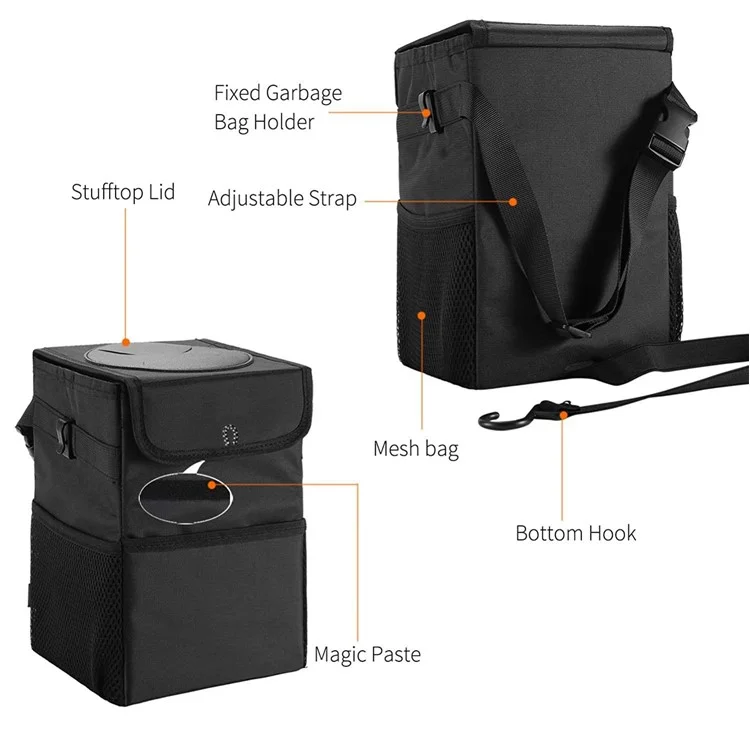 Cubo de basura para coche multiusos de tela Oxford impermeable y plegable para vehículo