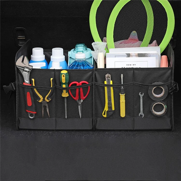 Organizer per il bagagliaio dell'auto di grandi dimensioni in tessuto Oxford impermeabile e pieghevole - Nero