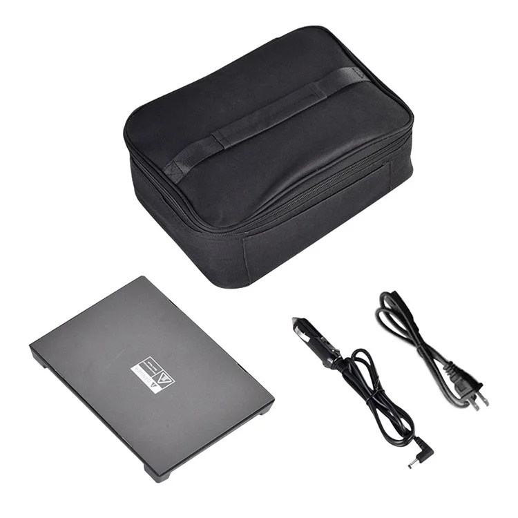 12V Electric Heated Lunch Bag for Travel Camping Oxford Cloth Insulated Food Warmer - US Plug