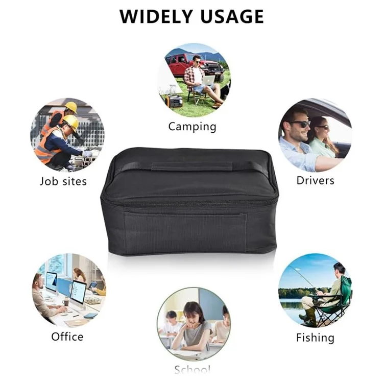 12V Electric Heated Lunch Bag for Travel Camping Oxford Cloth Insulated Food Warmer - US Plug