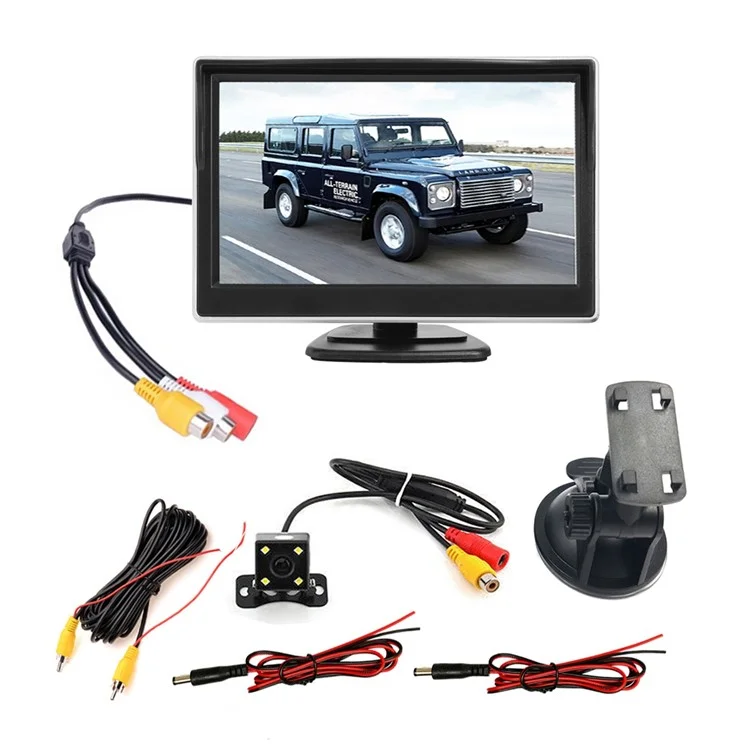 RH-508 Car Accessories 5'' LCD Display Monitor 4-LED Rear Camera Car Reversing Kit with AV1 AV2 Vide Inputs