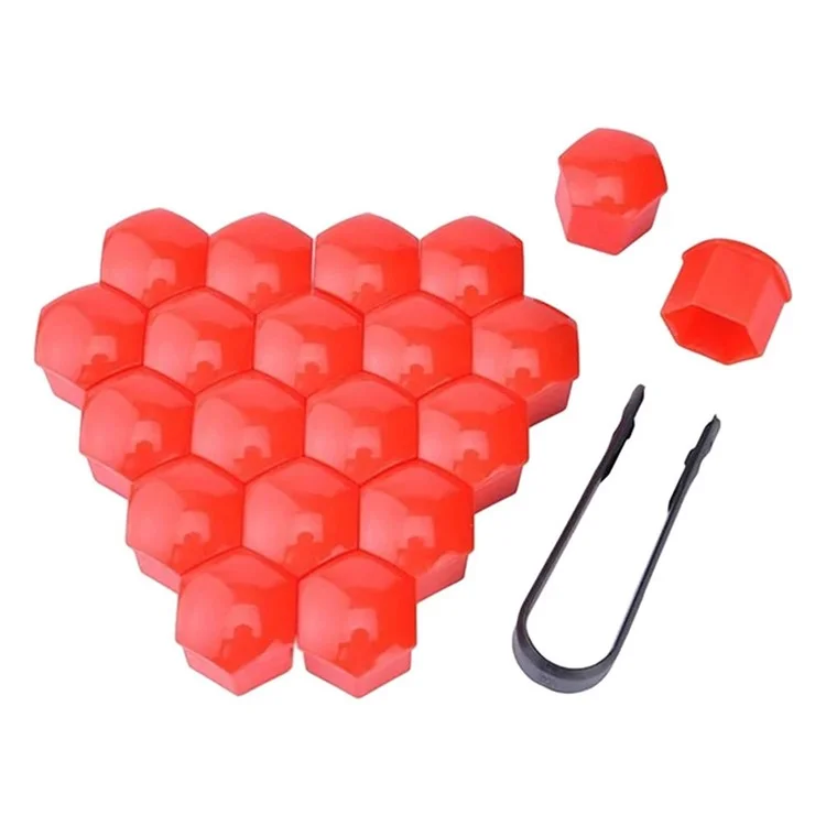 Accessoire universel pour voiture, 20 pièces, couvre-écrous de roue de 21 mm, couvre-vis de pneu, cache-moyeu de protection - Rouge
