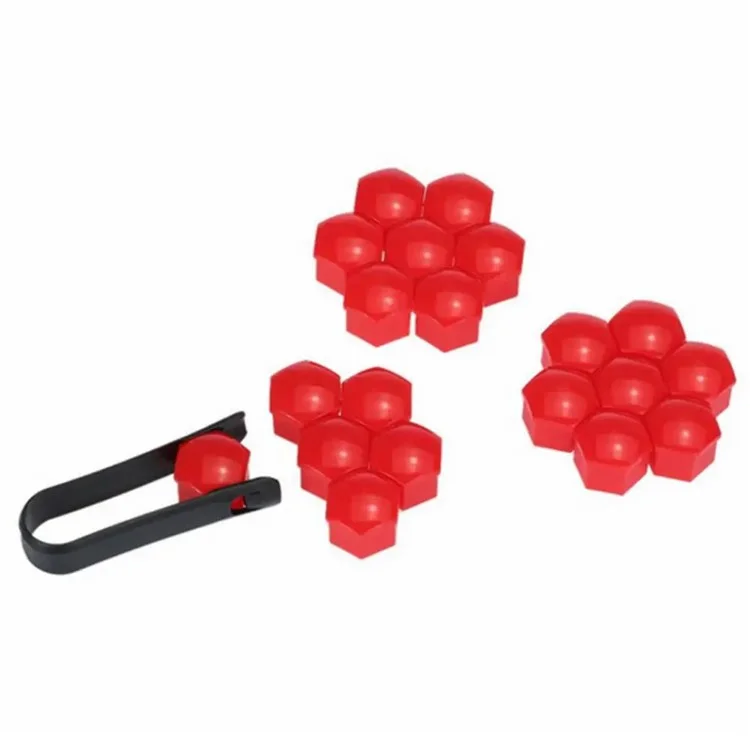 Accessoire universel pour voiture, 20 pièces, couvre-écrous de roue de 21 mm, couvre-vis de pneu, cache-moyeu de protection - Rouge