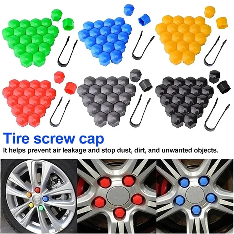 Accessoire universel pour voiture, 20 pièces, couvre-écrous de roue de 21 mm, couvre-vis de pneu, cache-moyeu de protection - Rouge