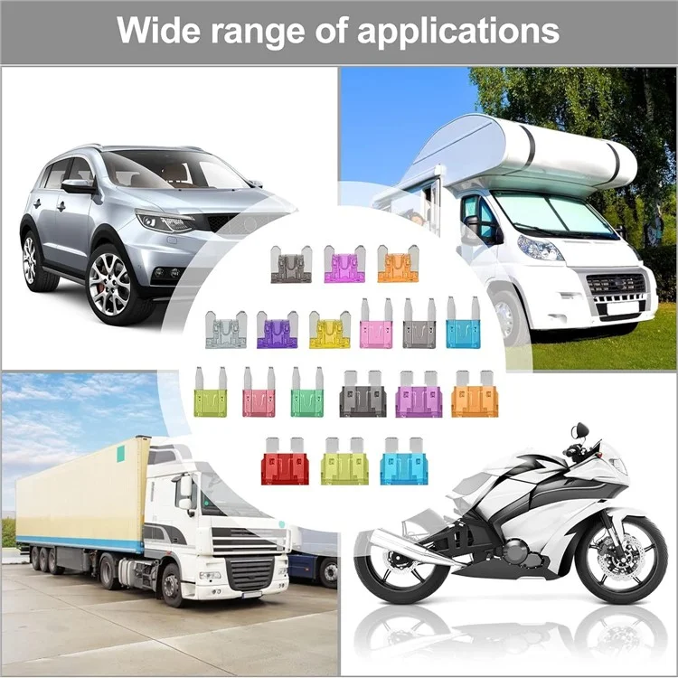 180Pcs Car Fuse Assortment Kit Mini  /  Standard  /  Micro Zinc Blade Fuses With Puller Tool and Storage Box