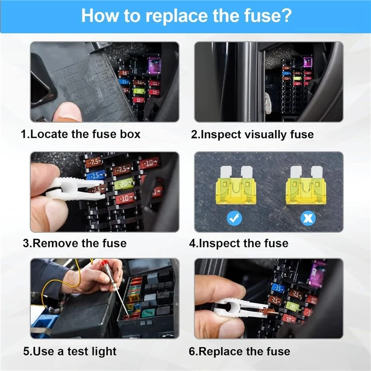 180Pcs Car Fuse Assortment Kit Mini  /  Standard  /  Micro Zinc Blade Fuses With Puller Tool and Storage Box