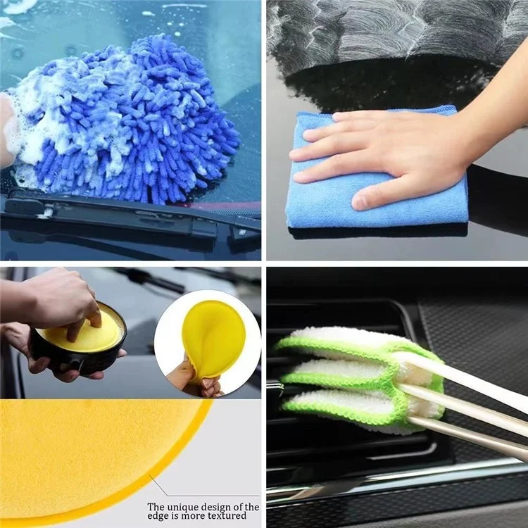 36Pcs Drill Brush Set Car Washing Brush for Auto Interior Exterior Cleaning Air Vent Brush Detailing Gloves Kit