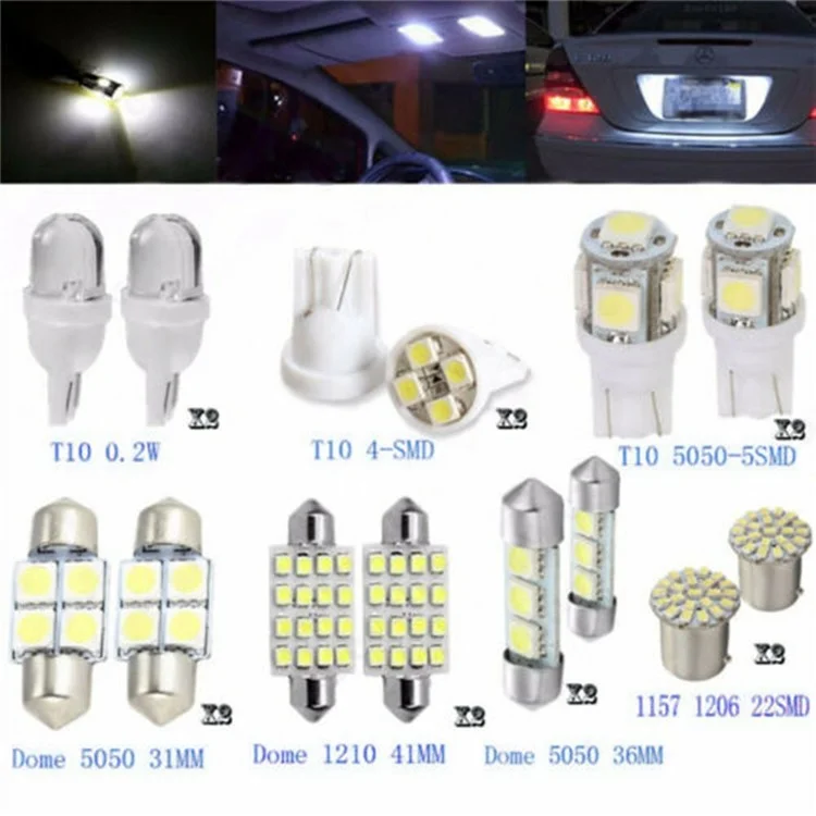 42 peças kit de luz de LED para carro T10 6000K branco xenônio substituto de lâmpadas para interior e exterior