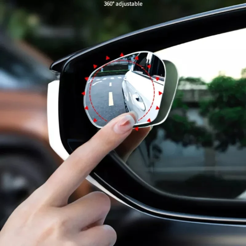2Pcs Car Rearview Mirror Blind Spot Auxiliary 360 Degree Wide Angle Frameless HD Reflector - White