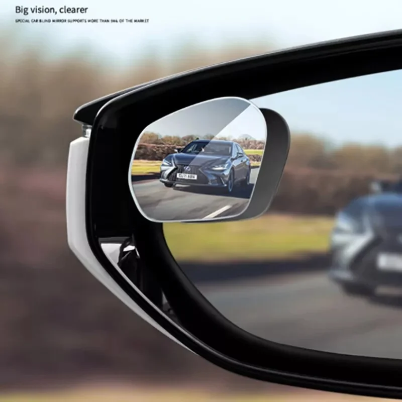 2Pcs Car Rearview Mirror Blind Spot Auxiliary 360 Degree Wide Angle Frameless HD Reflector - White