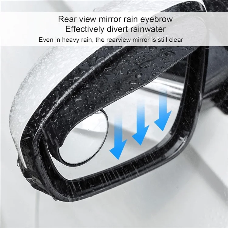2 miroirs de point aveugle pour voiture, réglables à 360 degrés, avec pare-pluie