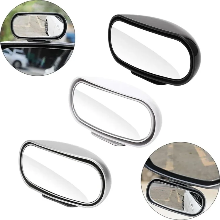 Car Rear View Mirror 360-Degree Rotatable Wide Angle Blind Spot Mirror Auxiliary Parking Aid - Black