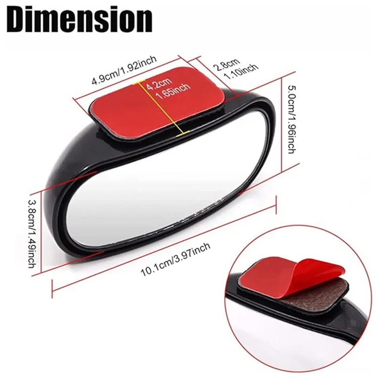 Car Rear View Mirror 360-Degree Rotatable Wide Angle Blind Spot Mirror Auxiliary Parking Aid - Black