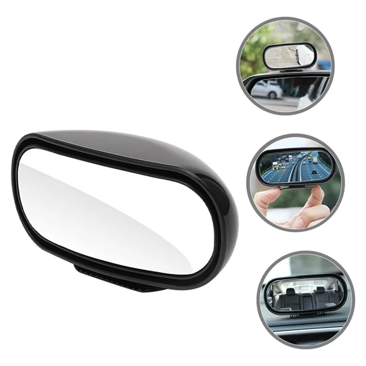 Car Rear View Mirror 360-Degree Rotatable Wide Angle Blind Spot Mirror Auxiliary Parking Aid - Black