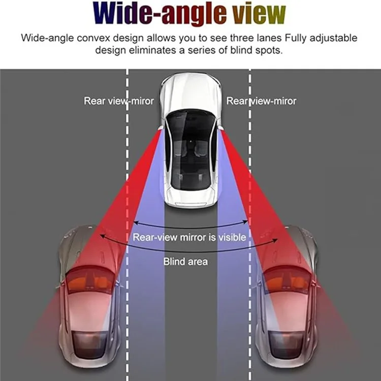 Car Rear View Mirror 360-Degree Rotatable Wide Angle Blind Spot Mirror Auxiliary Parking Aid - Black