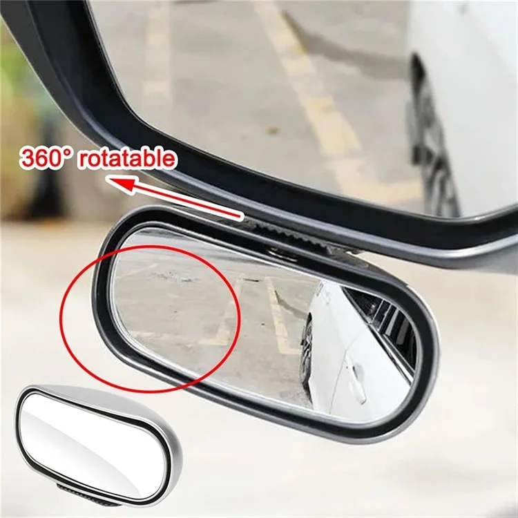 Car Rear View Mirror 360-Degree Rotatable Wide Angle Blind Spot Mirror Auxiliary Parking Aid - Black