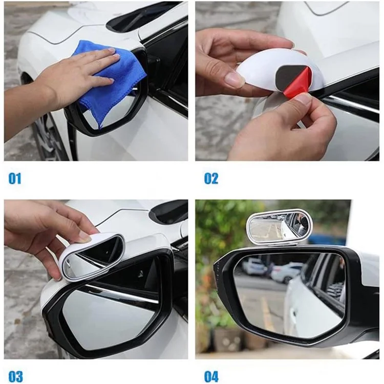 Car Rear View Mirror 360-Degree Rotatable Wide Angle Blind Spot Mirror Auxiliary Parking Aid - Black