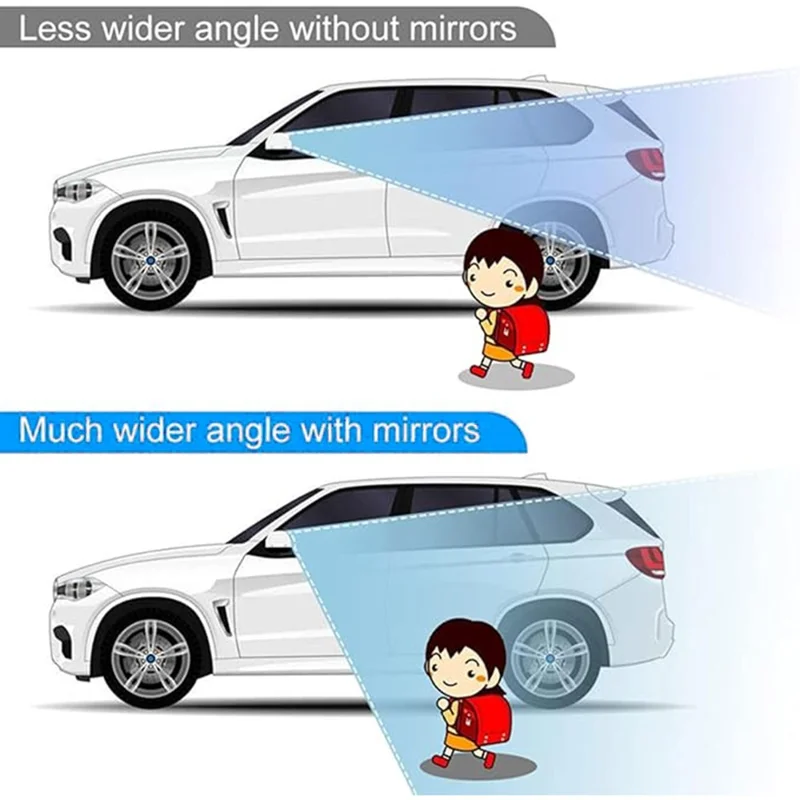 Car Rear View Mirror 360-Degree Rotatable Wide Angle Blind Spot Mirror Auxiliary Parking Aid - White