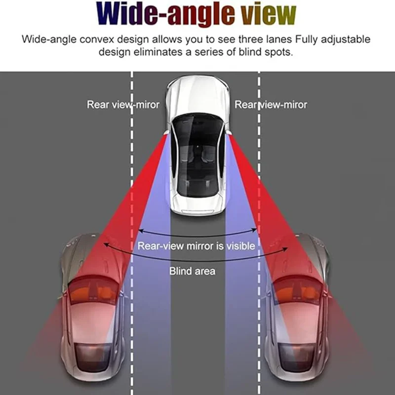 Car Rear View Mirror 360-Degree Rotatable Wide Angle Blind Spot Mirror Auxiliary Parking Aid - White