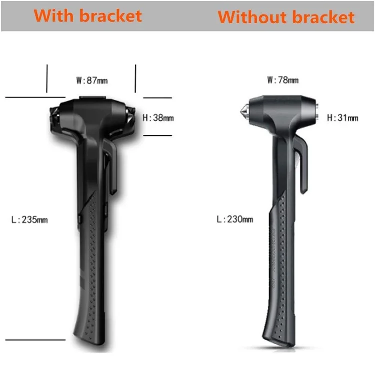 Car Safety Hammer with Seat Belt Cutter Window Breaker Long Handle Emergency Escape Tool - Red