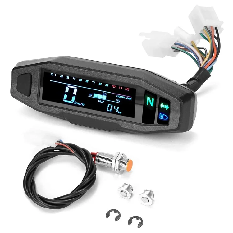 12V Motorcycle Modification Mini LCD Digital Speedometer Tachometer Fuel Gauge