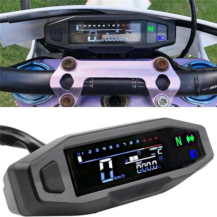 12V Motorcycle Modification Mini LCD Digital Speedometer Tachometer Fuel Gauge