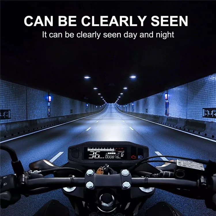 12V Motorcycle Modification Mini LCD Digital Speedometer Tachometer Fuel Gauge