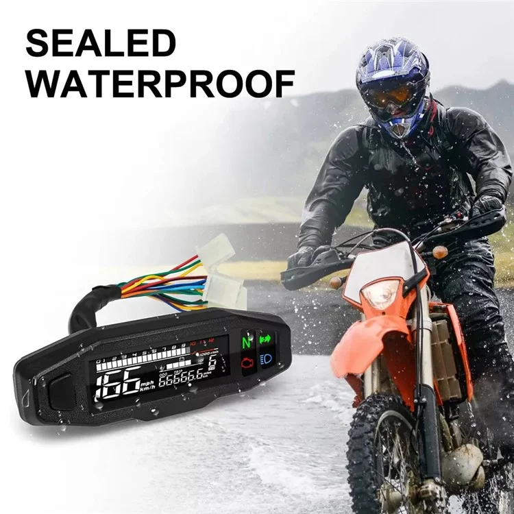 12V Motorcycle Modification Mini LCD Digital Speedometer Tachometer Fuel Gauge