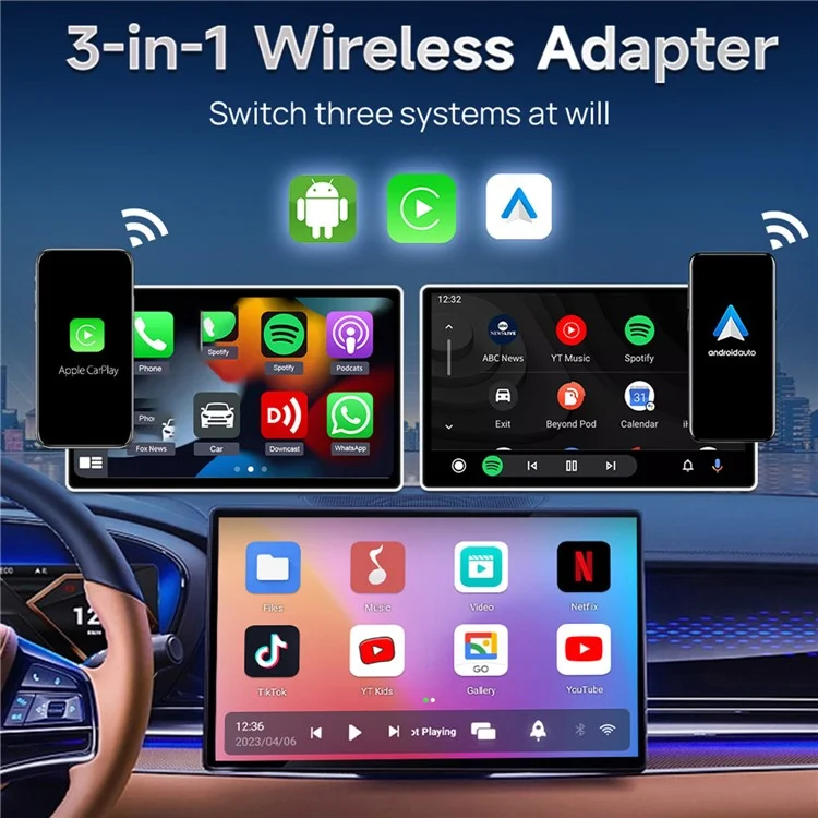 CARLINKIT Tbox-LITE S 2+16G Wireless CarPlay Android Auto Adapter Video Music Bluetooth-compatible Call Dongle