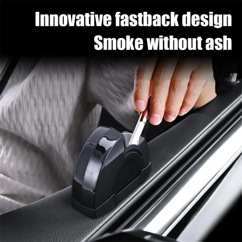 Car Door Ashtray Portable Cigarette Holder with Lid Removable Liner Ashtray - Black