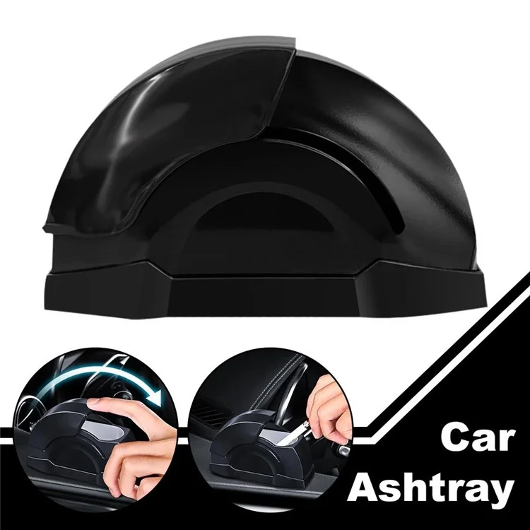 Car Door Ashtray Portable Cigarette Holder with Lid Removable Liner Ashtray - Black  /  Silver
