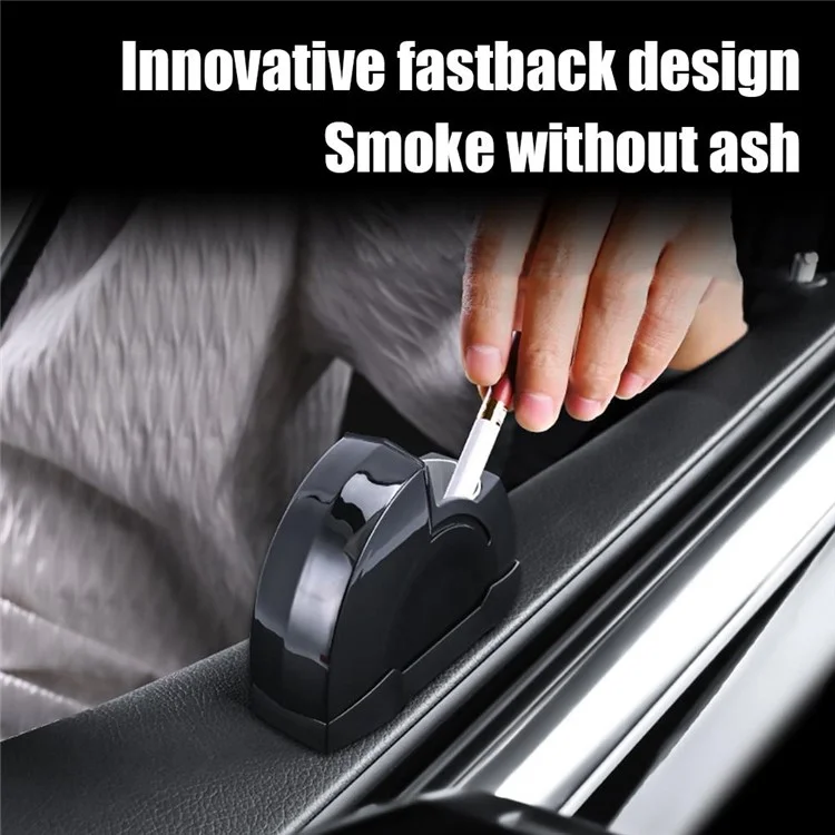 Car Door Ashtray Portable Cigarette Holder with Lid Removable Liner Ashtray - Black  /  Silver