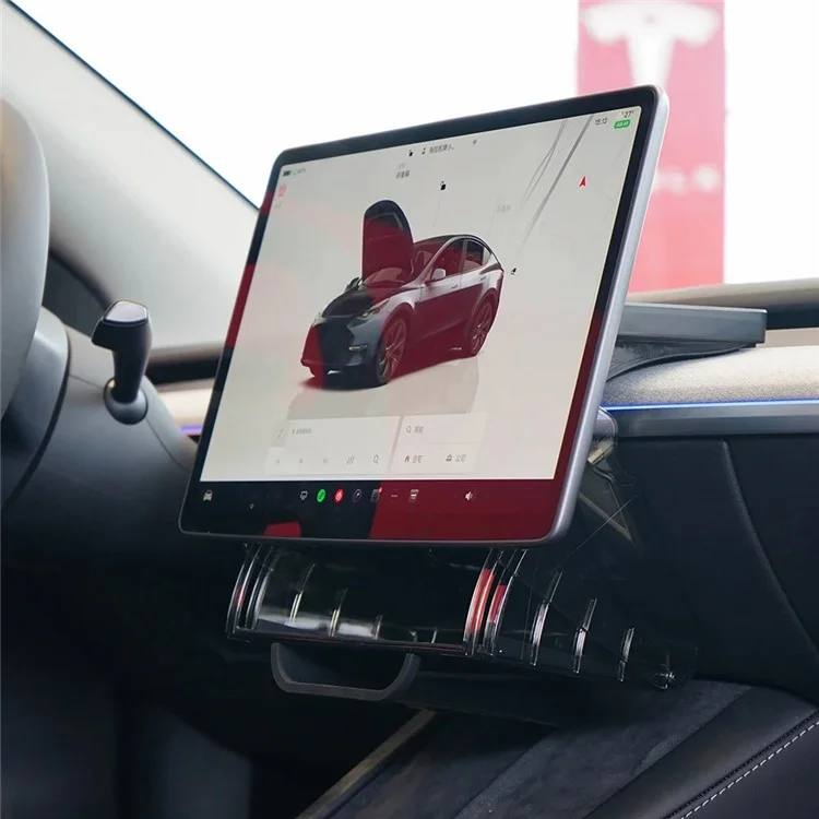 For Tesla Model Y / 3 Under Screen Magnetic Storage Box Center Console Organizer Tray for Phone Keys - Black+White / Size S