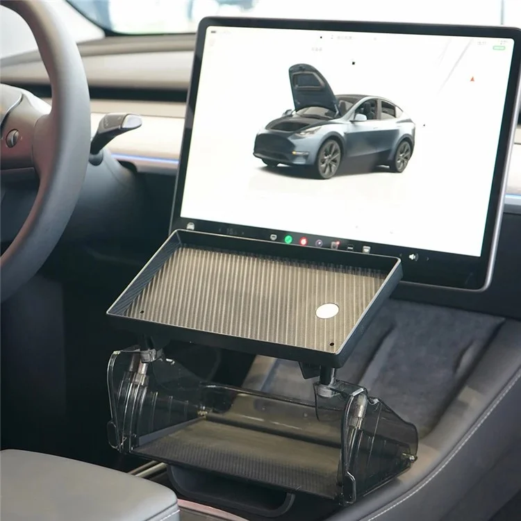 For Tesla Model Y / 3 Under Screen Magnetic Storage Box Center Console Organizer Tray for Phone Keys - Black+White / Size S